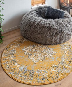 Rond vintage Vloerkleed Antiq - Joy de Vivre - okergeel - sfeer