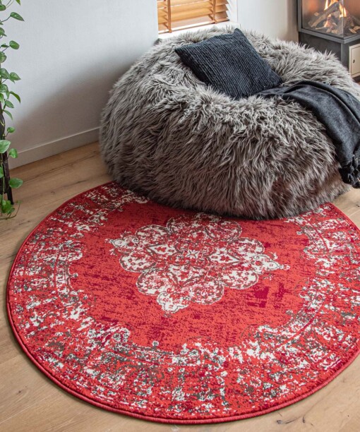 Rond vintage Vloerkleed Antiq - Joy de Vivre - rood - sfeer