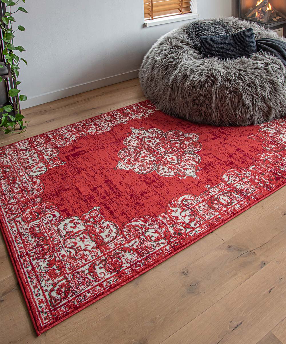 Openbaren globaal Parel Vintage Vloerkleed Antiq - Joy de Vivre - rood | Tapeso