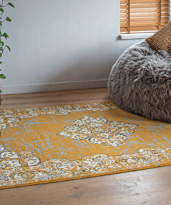 Vintage Vloerkleed Antiq - Joy de Vivre - okergeel - sfeer, thumbnail Vintage Vloerkleed Antiq - Joy de Vivre - okergeel - sfeer, thumbnail