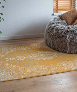 Vintage vloerkleed Joy de Vivre Pixel - okergeel - sfeer, thumbnail