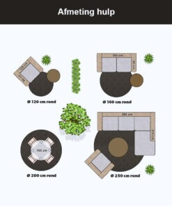 Afmeting hulp buitenkleed rond, thumbnail Afmeting hulp buitenkleed rond, thumbnail