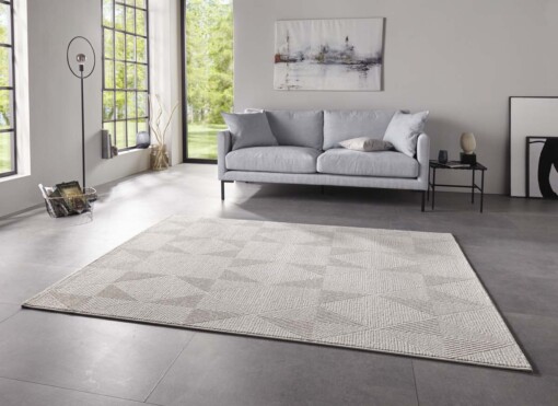 Design vloerkleed ruiten Monte ELLE - zilver/crème - sfeer