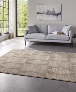 Design vloerkleed ruiten Monte ELLE - beige/bruin - sfeer