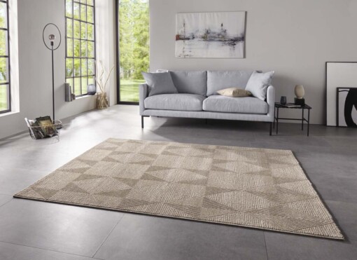 Design vloerkleed ruiten Monte ELLE - beige/bruin - sfeer