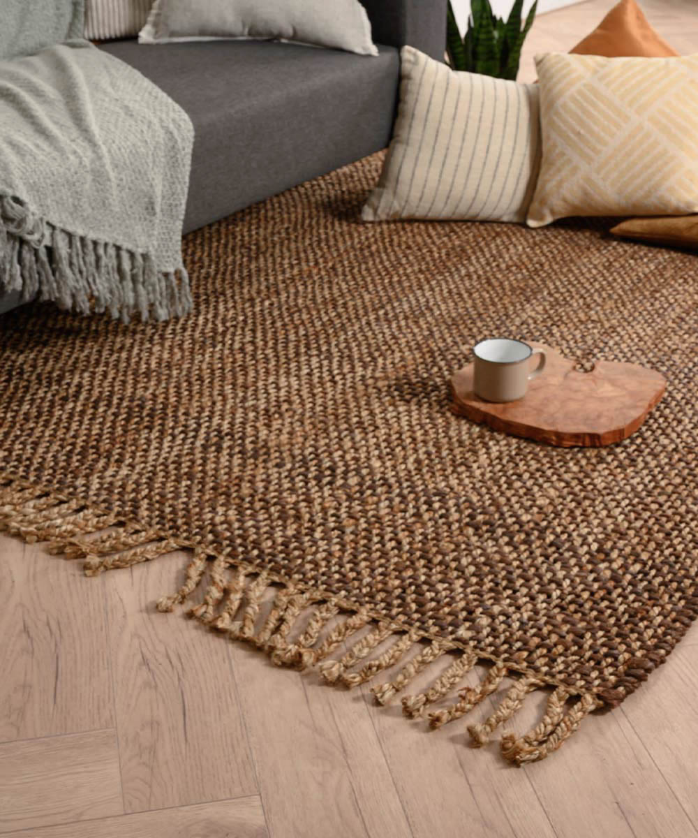 Jute vloerkleed Chunky Boho & me bruin/naturel Tapeso