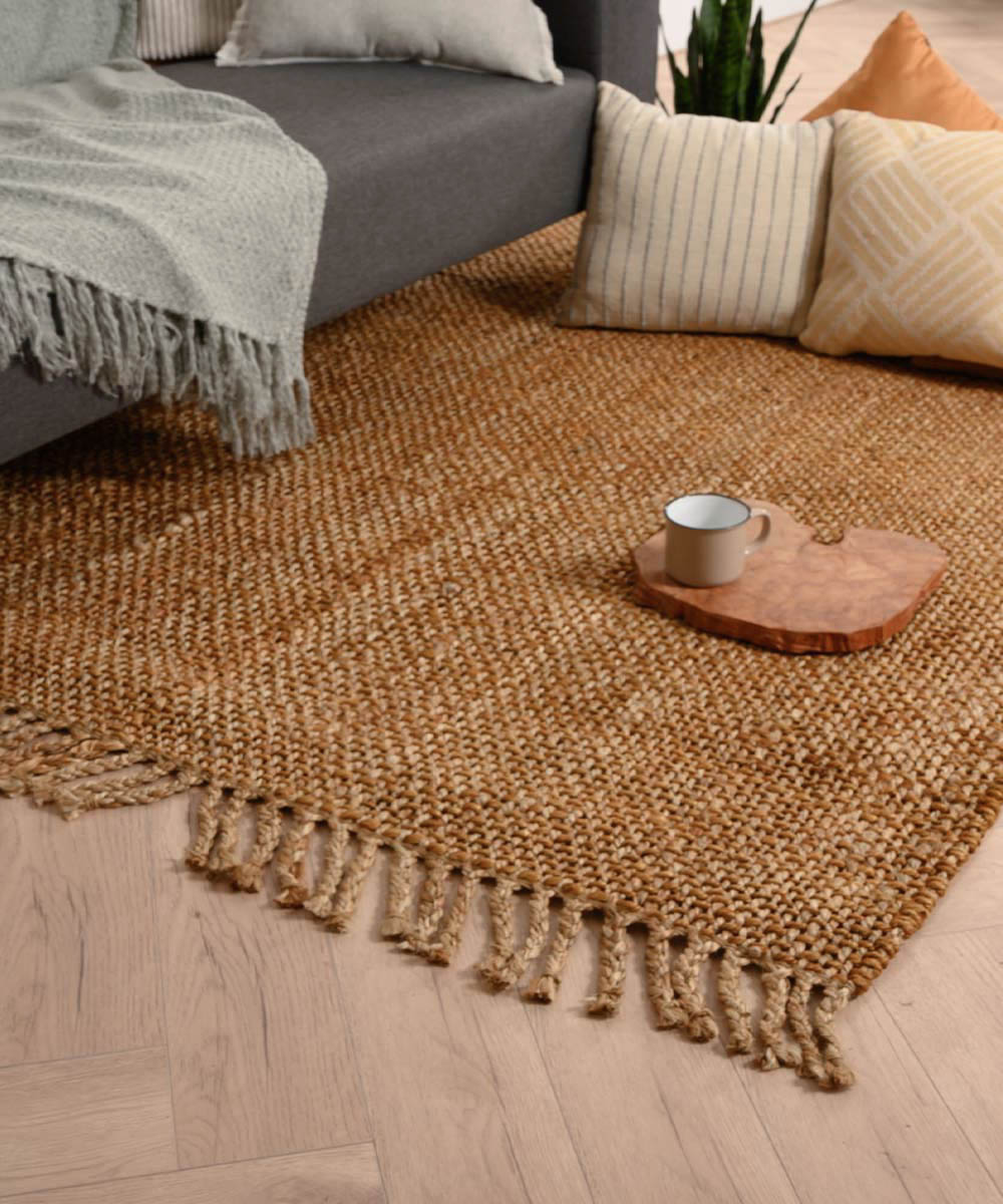 briefpapier schakelaar rek Jute vloerkleed Chunky - Boho & me - goud/naturel | Tapeso