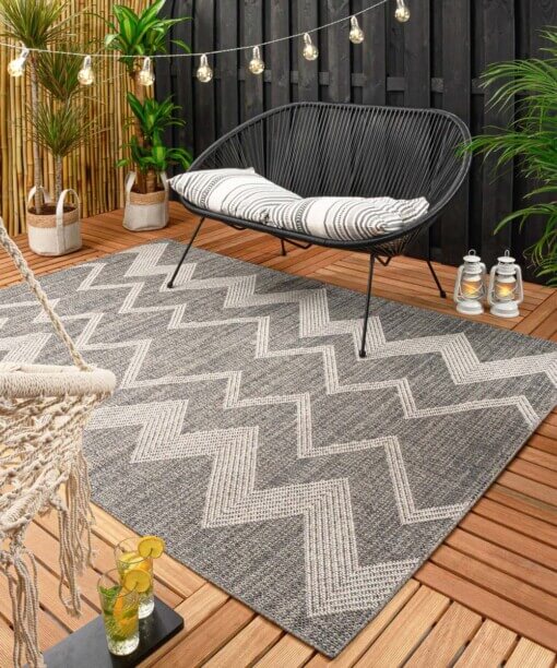 Buitenkleed zig zag Sunny - grijs - sfeer