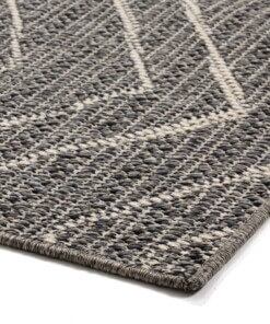 Buitenkleed zig zag Summer - grijs/crème - close up hoek, thumbnail