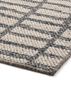 Buitenkleed Bricks - donkerblauw/crème - close up hoek, thumbnail