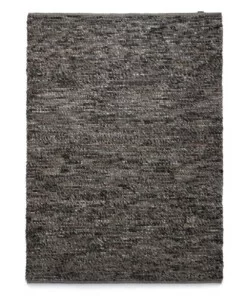 Wollen vloerkleed Lett - grijs/bruin - overzicht boven