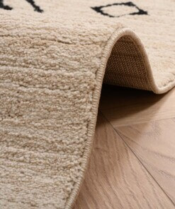 Berber vloerkleed Beni Ouarain Bahij - crème/zwart - close up rol, thumbnail Berber vloerkleed Beni Ouarain Bahij - crème/zwart - close up rol, thumbnail