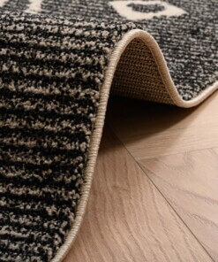 Berber vloerkleed Beni Ouarain Bahij - antraciet/crème - close up rol, thumbnail Berber vloerkleed Beni Ouarain Bahij - antraciet/crème - close up rol, thumbnail