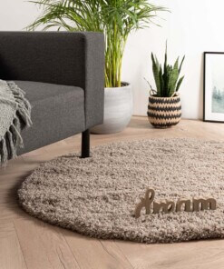 Rond hoogpolig vloerkleed - Cozy Shaggy - beige - sfeer