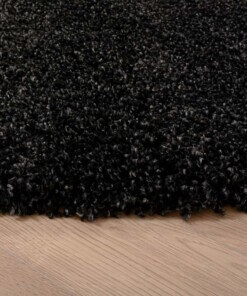 Hoogpolig vloerkleed shaggy Grand effen - antraciet - close up zijkant, thumbnail