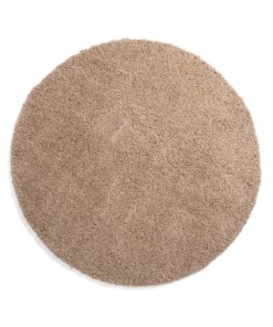 Rond hoogpolig vloerkleed shaggy Grand effen - beige - overzicht boven