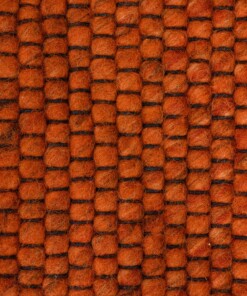 Rond wollen vloerkleed Lett - cognac - close up materiaal, thumbnail Rond wollen vloerkleed Lett - cognac - close up materiaal, thumbnail