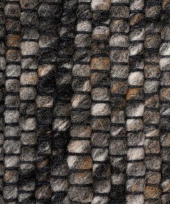 Rond wollen vloerkleed Lett - grijs/bruin - close up materiaal, thumbnail