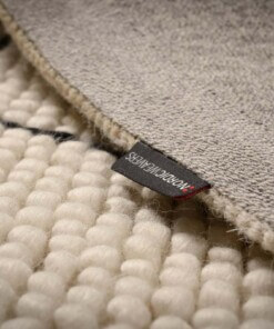 Wollen vloerkleed - ruiten Vinduer - crème/zwart - close up materiaal, thumbnail