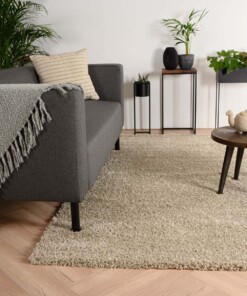Hoogpolig vloerkleed shaggy Trend effen - champagne - sfeer, thumbnail