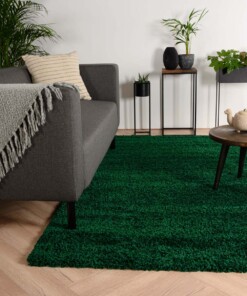 Hoogpolig vloerkleed shaggy Trend effen - jade - sfeer