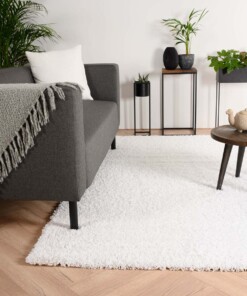 Hoogpolig vloerkleed shaggy Trend effen - wit - sfeer, thumbnail