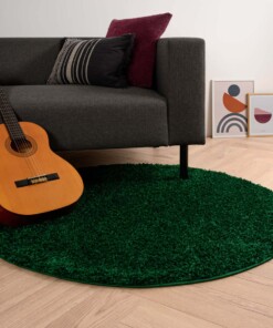 Rond hoogpolig vloerkleed shaggy Trend effen - jade - sfeer, thumbnail
