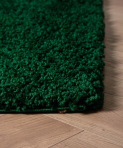 Vierkant hoogpolig vloerkleed shaggy Trend effen - jade - close up hoek