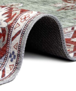 Design vloerkleed Tabriz Dena Elle Decoration - groen/meerkleurig - close up, thumbnail