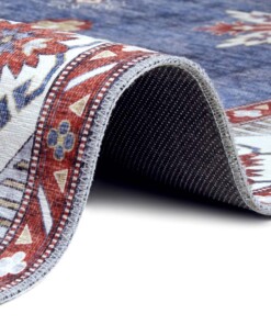 Design vloerkleed Tabriz Dena Elle Decoration - blauw/meerkleurig - close up, thumbnail