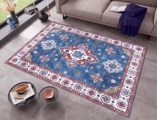 Design vloerkleed Tabriz Dena Elle Decoration - blauw/meerkleurig - sfeer