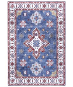 Design vloerkleed Tabriz Dena Elle Decoration - blauw/meerkleurig - overzicht boven, thumbnail