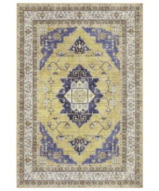 Design vloerkleed Heriz Kahar Elle Decoration - goud/blauw - overzicht boven, thumbnail Design vloerkleed Heriz Kahar Elle Decoration - goud/blauw - overzicht boven, thumbnail