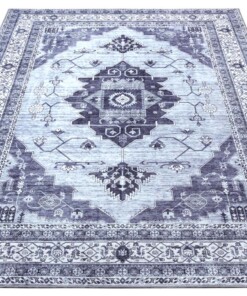 Design vloerkleed Heriz Kahar Elle Decoration - lichtblauw/grijs - overzicht schuin, thumbnail