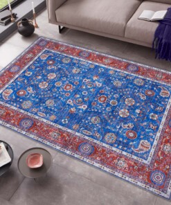 Design vloerkleed Keshan Naz Elle Decoration - blauw/rood - sfeer