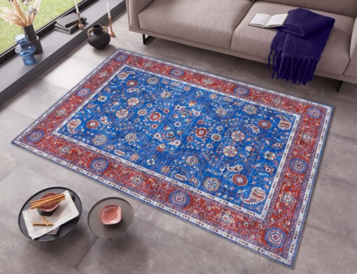 Design vloerkleed Keshan Naz Elle Decoration - blauw/rood - sfeer
