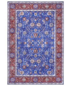 Design vloerkleed Keshan Naz Elle Decoration - blauw/rood - overzicht boven, thumbnail Design vloerkleed Keshan Naz Elle Decoration - blauw/rood - overzicht boven, thumbnail