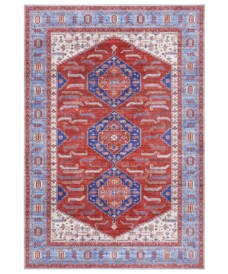 Design vloerkleed Shiraz Niavaran Elle Decoration - rood/blauw - overzicht boven, thumbnail Design vloerkleed Shiraz Niavaran Elle Decoration - rood/blauw - overzicht boven, thumbnail