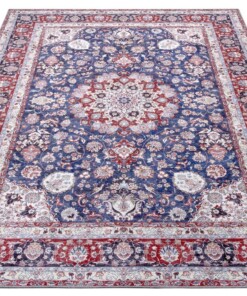 Design vloerkleed Nain Zarin Elle Decoration - rood/blauw - overzicht schuin, thumbnail