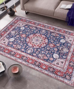 Design vloerkleed Nain Zarin Elle Decoration - rood/blauw - sfeer, thumbnail