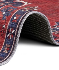 Design vloerkleed Hamadan Siah Elle Decoration - rood/blauw - close up, thumbnail Design vloerkleed Hamadan Siah Elle Decoration - rood/blauw - close up, thumbnail