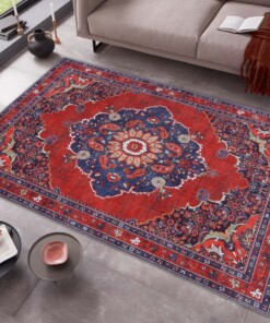 Design vloerkleed Hamadan Siah Elle Decoration - rood/blauw - sfeer