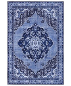 Design vloerkleed Hamadan Siah Elle Decoration - blauw/grijs - overzicht boven, thumbnail