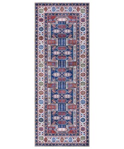 Loper Kazak Tizab Elle Decoration - blauw/meerkleurig - overzicht boven