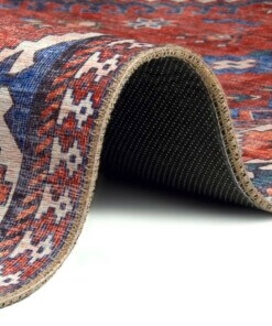 Kelim vloerkleed Hamadan Karim - rood/blauw - close up, thumbnail Kelim vloerkleed Hamadan Karim - rood/blauw - close up, thumbnail