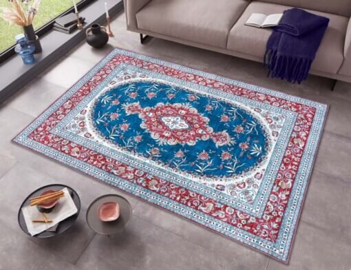 Perzisch tapijt Tabriz Nila - rood/blauw - sfeer