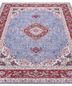 Oosters tapijt Ava - lichtblauw/rood - overzicht schuin, thumbnail