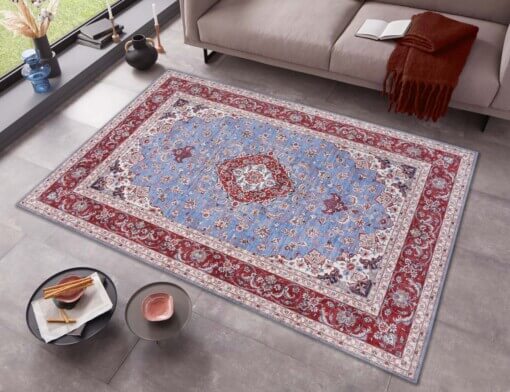 Oosters tapijt Ava - lichtblauw/rood - sfeer