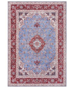 Oosters tapijt Ava - lichtblauw/rood - overzicht boven, thumbnail