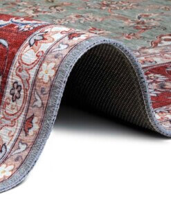 Oosters tapijt Ava - groen/terracotta - close up, thumbnail